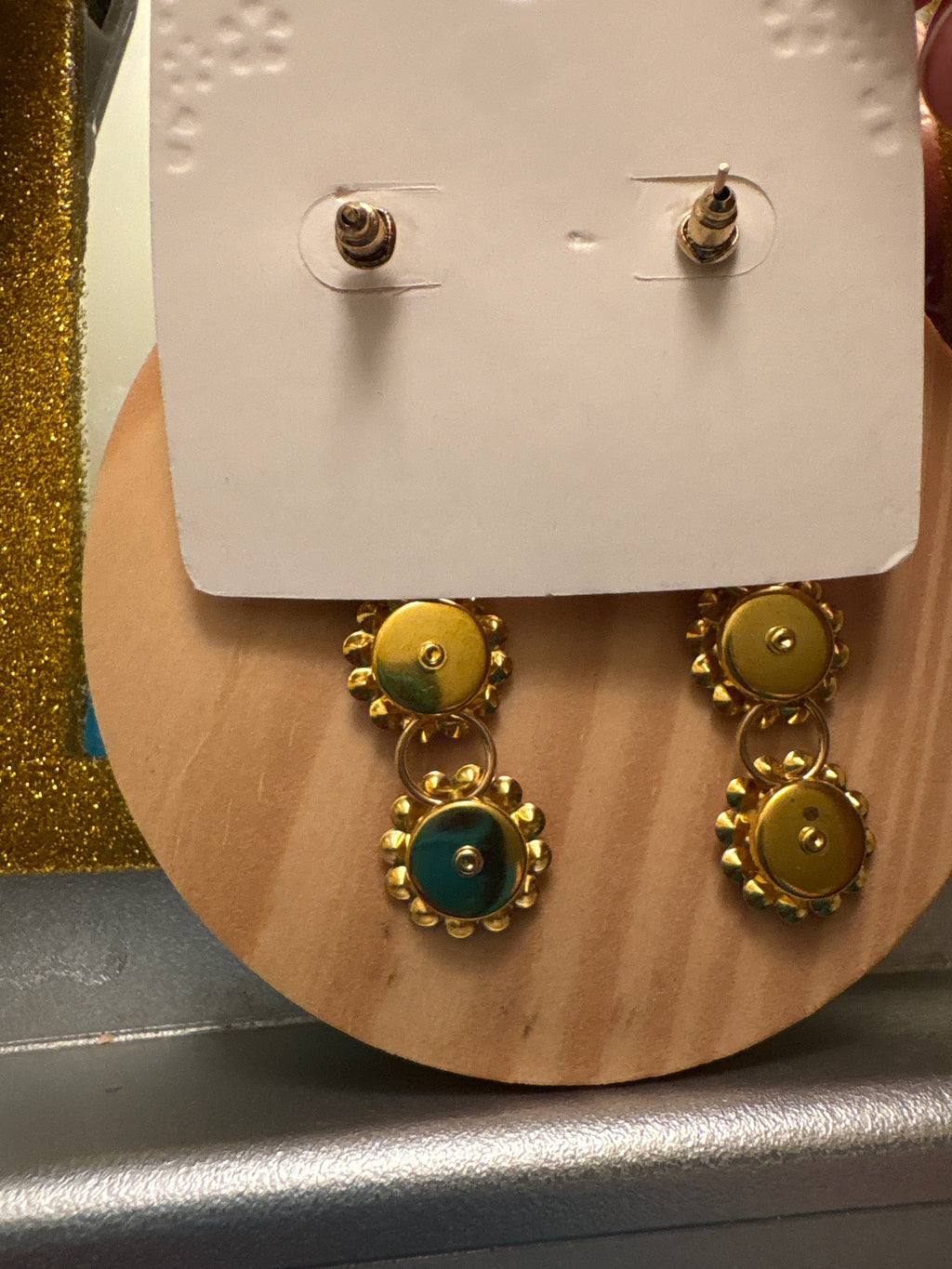 Dangle red and white earrings