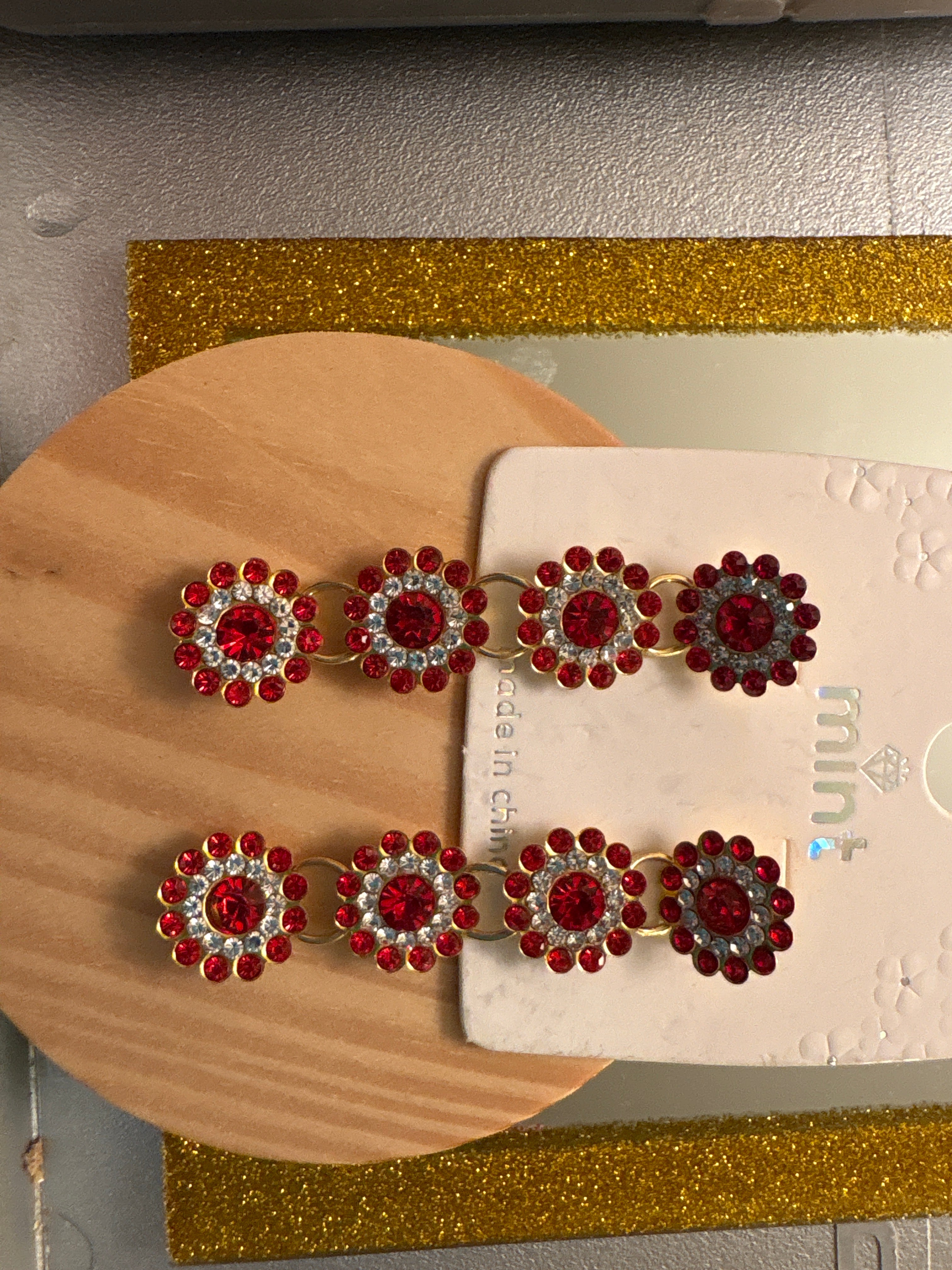 Dangle red and white earrings